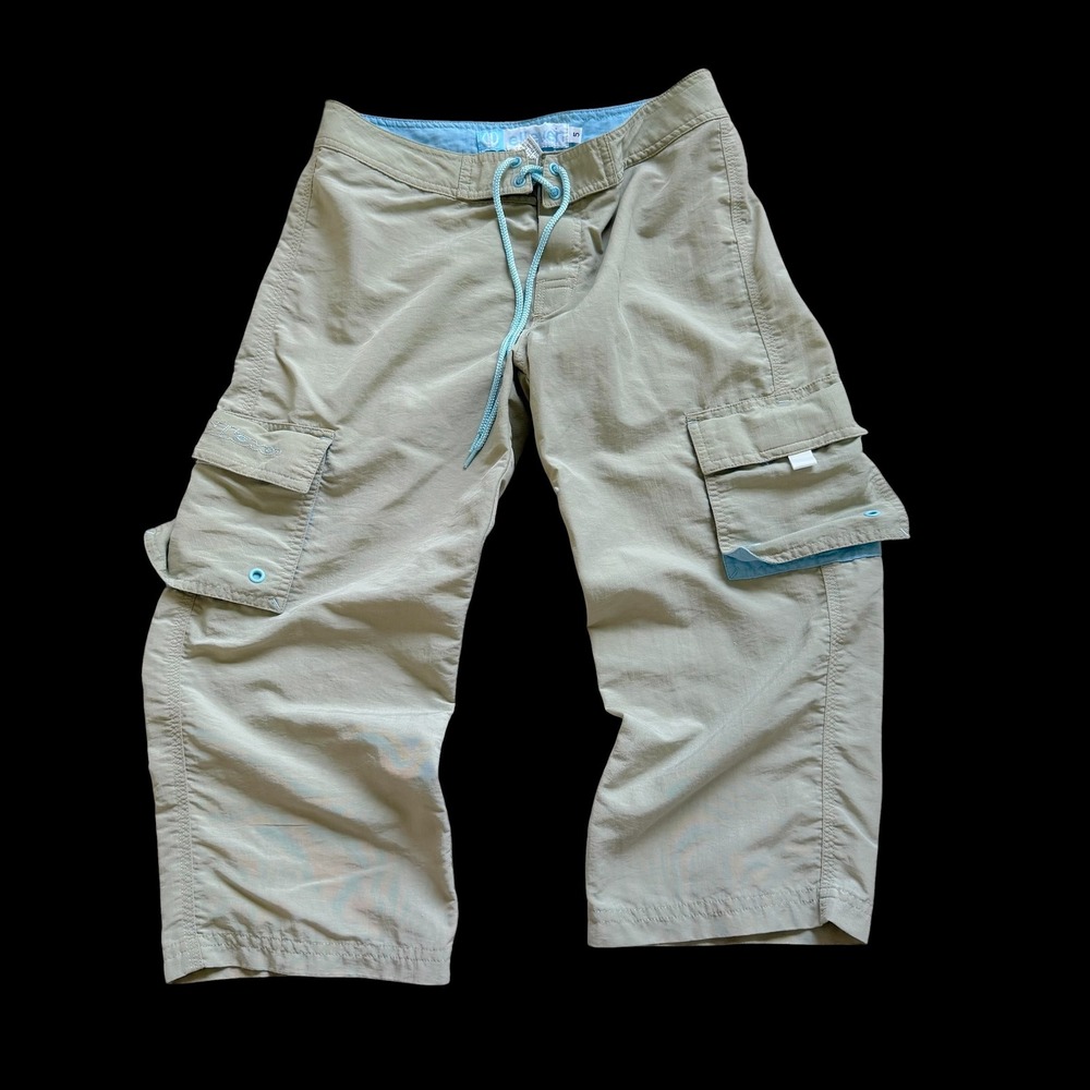 Y2K Elleven Cargo Capri Pants Sage Green Nylon Hiking Outdoor Sz 5